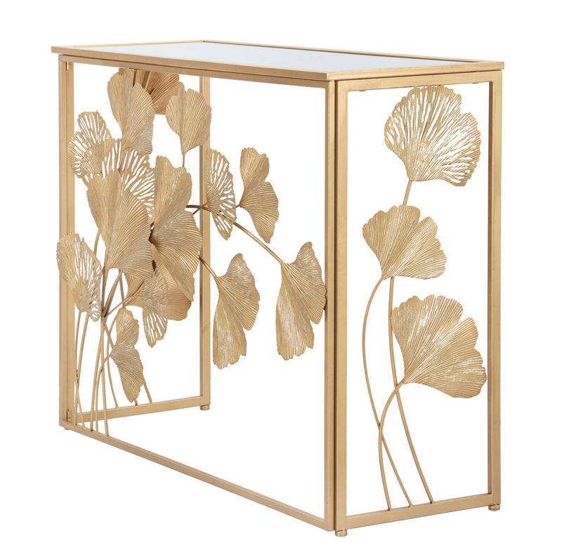 Consola Mauro Ferretti In Ferro Leaf 108X36, 5X80 cm, Auriu
