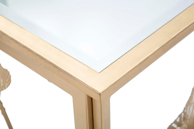 Consola Mauro Ferretti In Ferro Leaf 108X36, 5X80 cm, Auriu