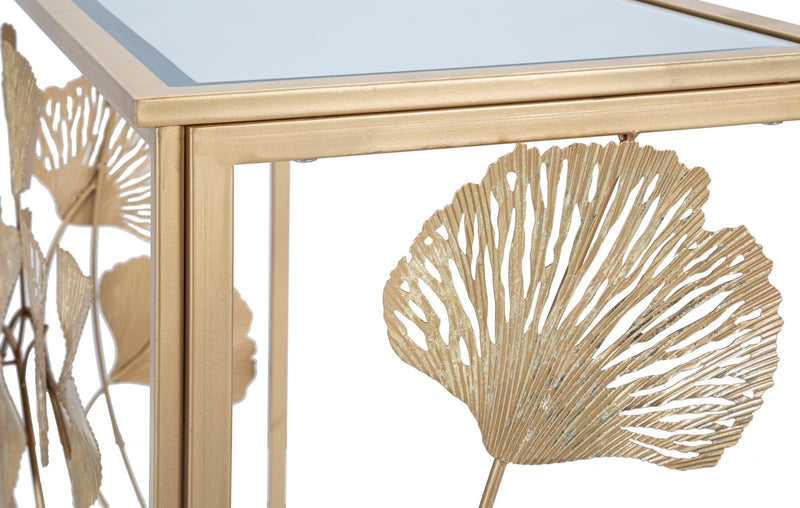 Consola Mauro Ferretti In Ferro Leaf 108X36, 5X80 cm, Auriu