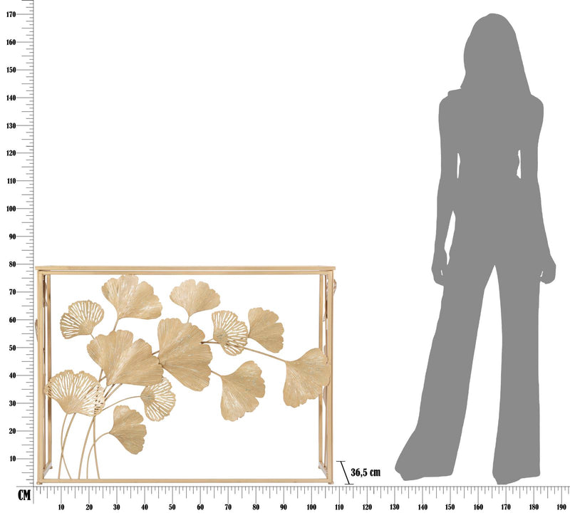 Consola Mauro Ferretti In Ferro Leaf 108X36, 5X80 cm, Auriu
