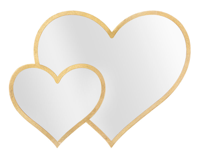 Oglinda decorativa Mauro Ferretti Glam Double Heart  65X2X50 cm, Auriu
