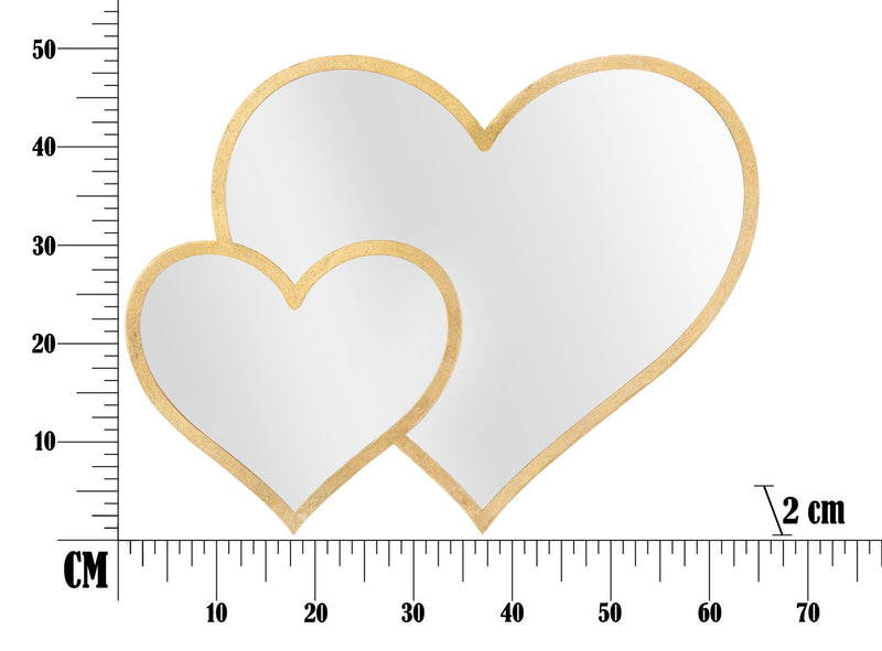 Oglinda decorativa Mauro Ferretti Glam Double Heart  65X2X50 cm, Auriu