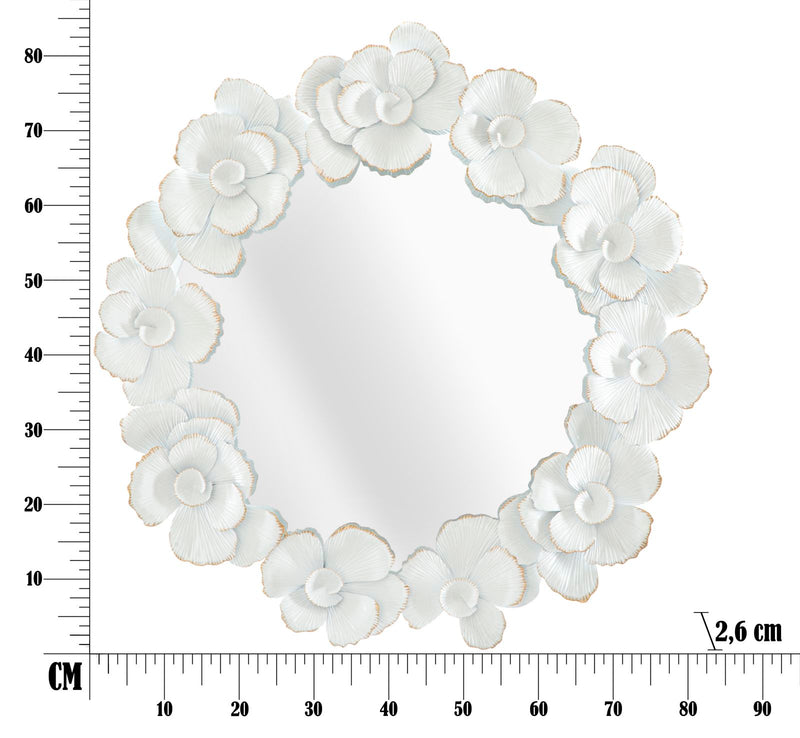 Oglinda decorativa Mauro Ferretti White Flower  82X2,6X85,5 cm, Alb / Auriu