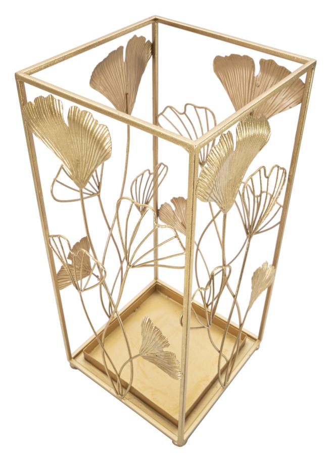 Suport Umbrele Mauro Ferretti Auriu Leaf 22, 5X22, 5X48, 5 cm, Auriu
