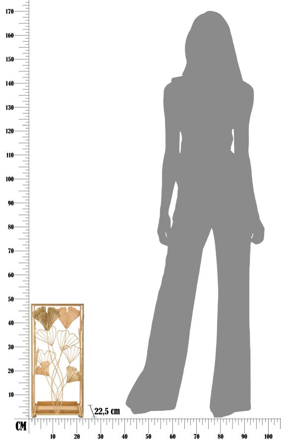 Suport Umbrele Mauro Ferretti Auriu Leaf 22, 5X22, 5X48, 5 cm, Auriu