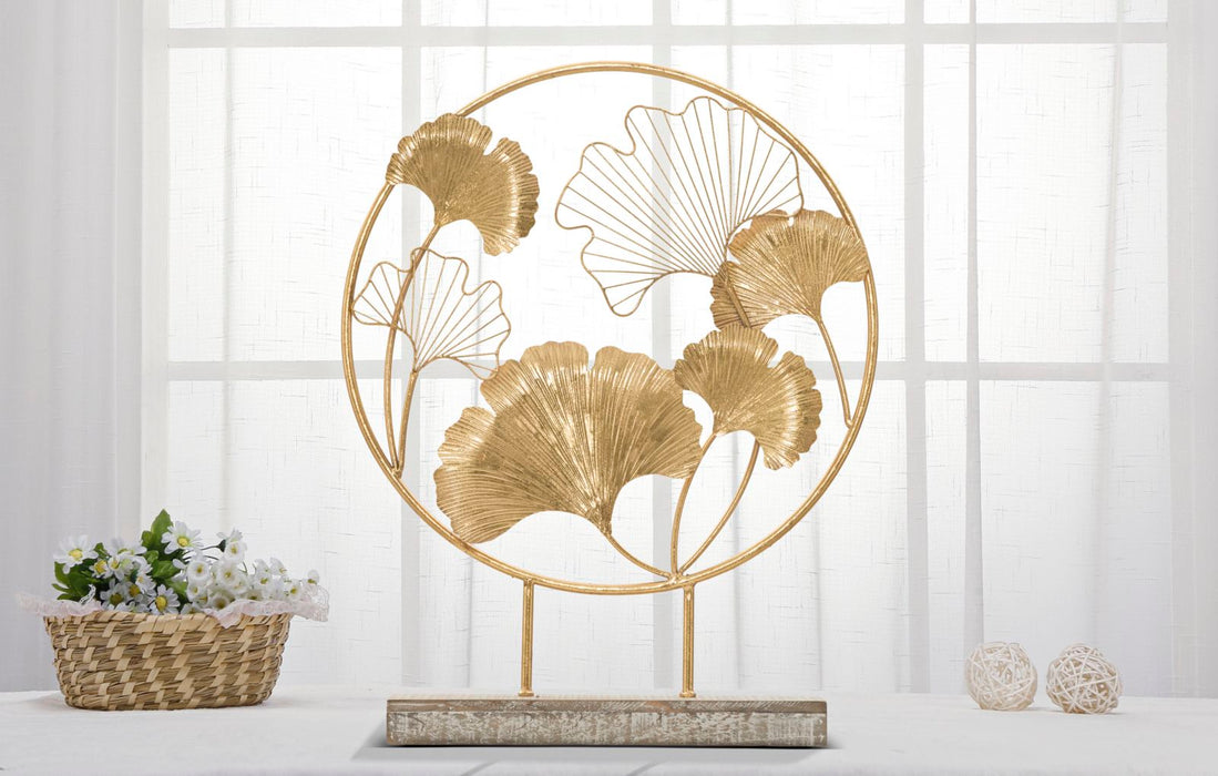 Decoratiune Mauro Ferretti Little Leaf  50X12,5X64 cm, Auriu