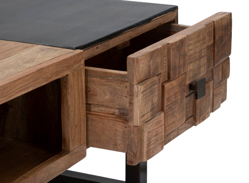 Masuta Cafea Mauro Ferretti Rectangular Mumbai  110X60X43, Lemn de salcam nilotic, cm, Maro/Negru