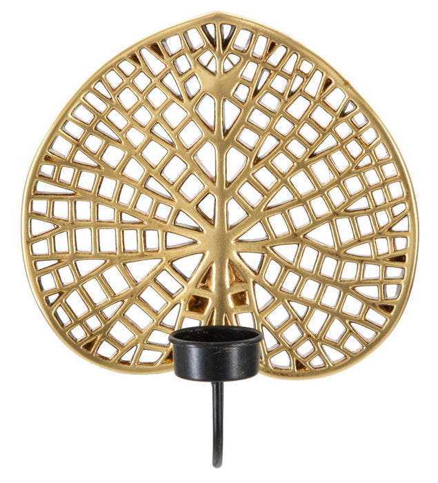 Suport Lumanare Pentru Perete Mauro Ferretti Lotus  20X8X22,2 cm, Auriu/Negru