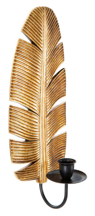 Suport Lumanare Pentru Perete Mauro Ferretti Leaf  12,8X8,9X31,2  cm, Auriu/Negru