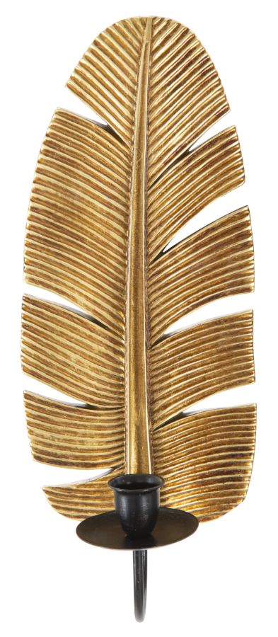 Suport Lumanare Pentru Perete Mauro Ferretti Leaf  12,8X8,9X31,2  cm, Auriu/Negru