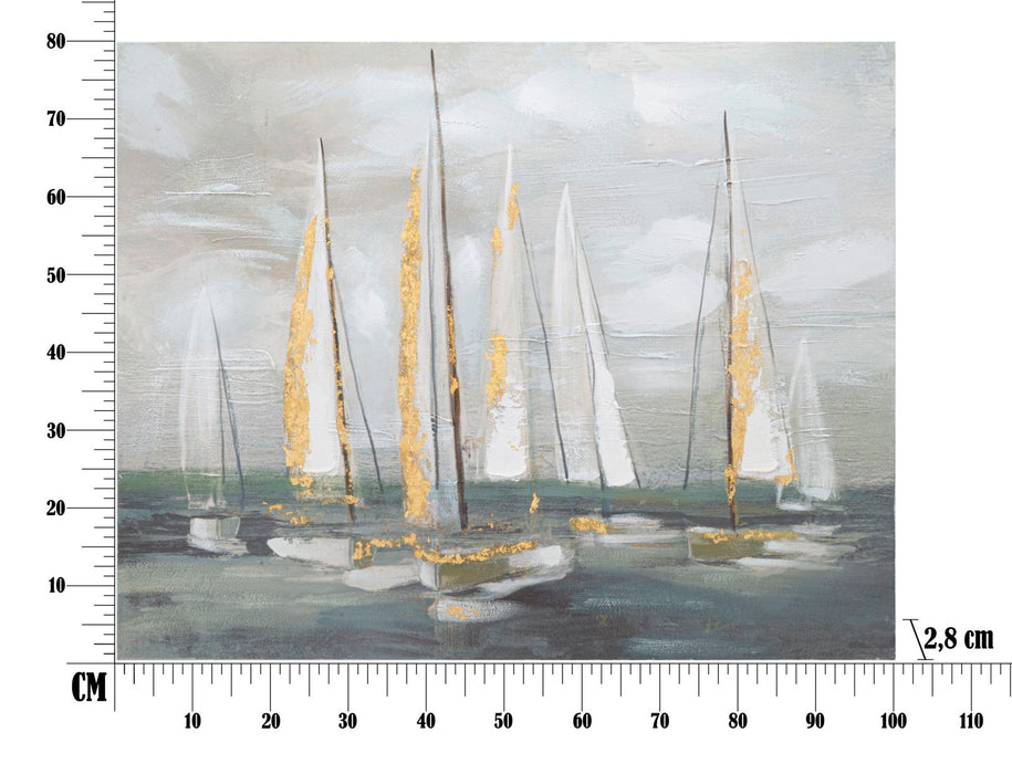 Tablou Mauro Ferretti Gold Boat  100X2,8X80 cm, Multicolor