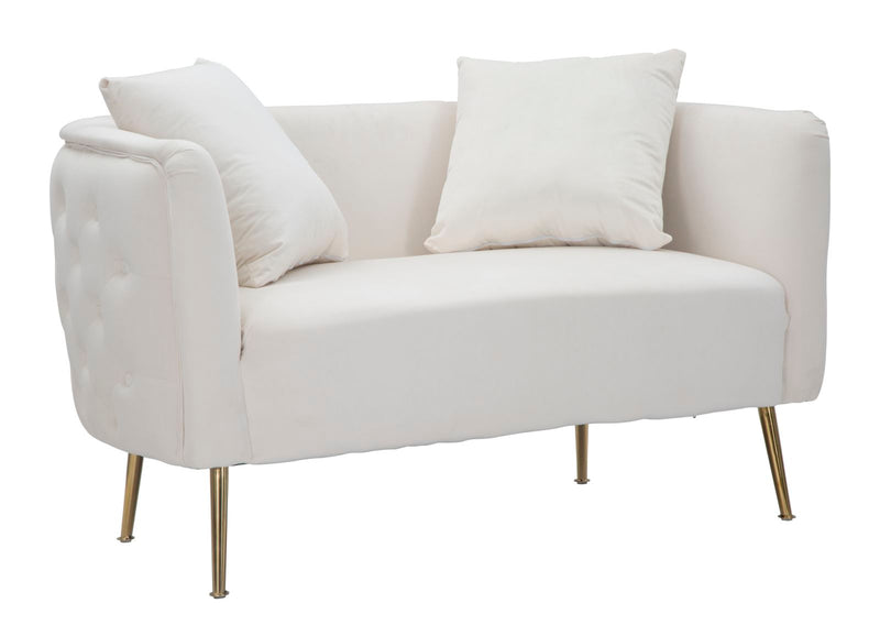 Canapea 2 Locuri Mauro Ferretti Bucarest Crema 127X74X73 cm, Crem/Auriu