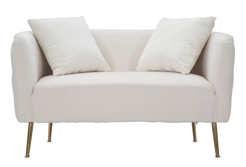 Canapea 2 Locuri Mauro Ferretti Bucarest Crema 127X74X73 cm, Crem/Auriu