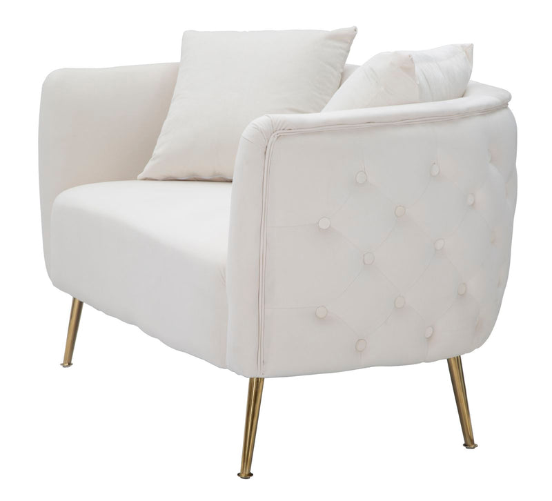 Canapea 2 Locuri Mauro Ferretti Bucarest Crema 127X74X73 cm, Crem/Auriu
