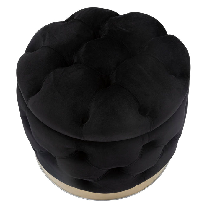 Puff Cu depozitare Mauro Ferretti Rich Nero  Ø 55X42  cm, Negru/ Auriu