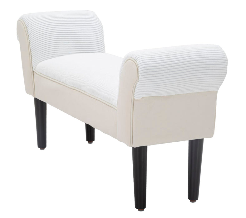 Bancheta Mauro Ferretti Velvet Crema  102X31X51  cm, Crem/Negru