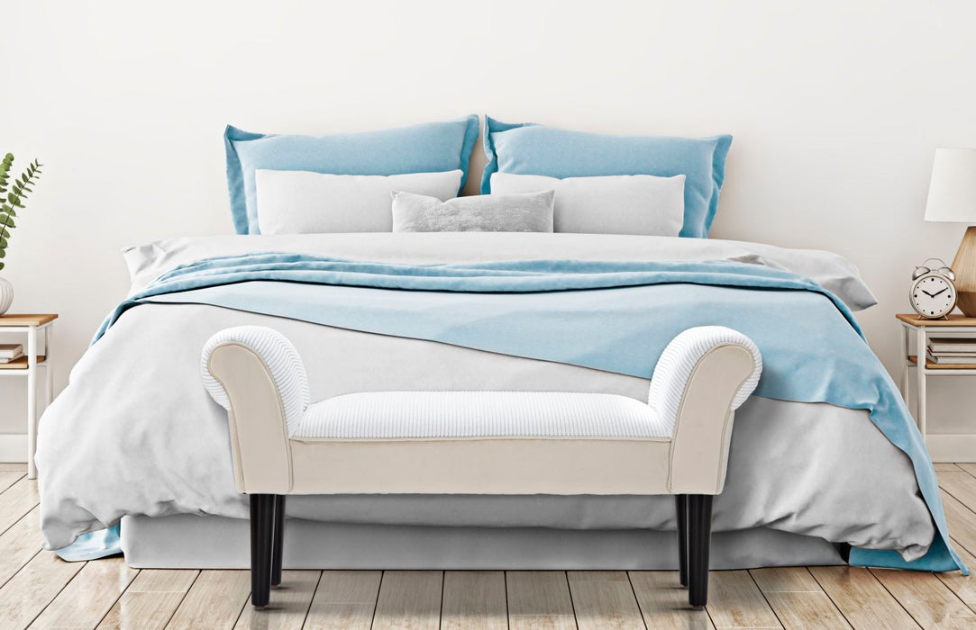 Bancheta Mauro Ferretti Velvet Crema  102X31X51  cm, Crem/Negru