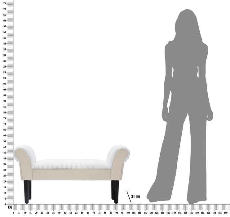 Bancheta Mauro Ferretti Velvet Crema  102X31X51  cm, Crem/Negru