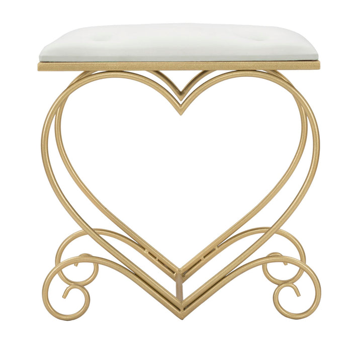 Taburet Mauro Ferretti Heart Crema  50X37,5X51,5 cm, Auriu/Roz