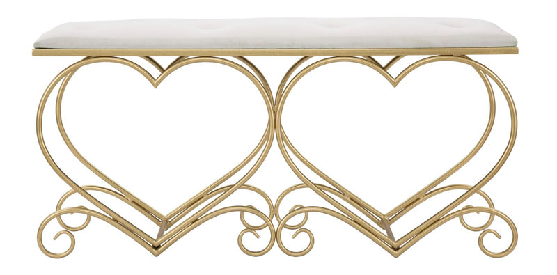 Bancheta Mauro Ferretti Heart Crema  105X37,5X51,5 cm, Auriu/Crem