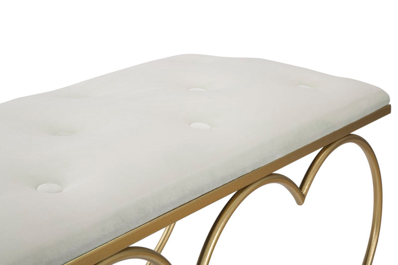 Bancheta Mauro Ferretti Heart Crema  105X37,5X51,5 cm, Auriu/Crem