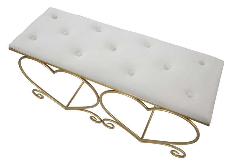 Bancheta Mauro Ferretti Heart Crema  105X37,5X51,5 cm, Auriu/Crem