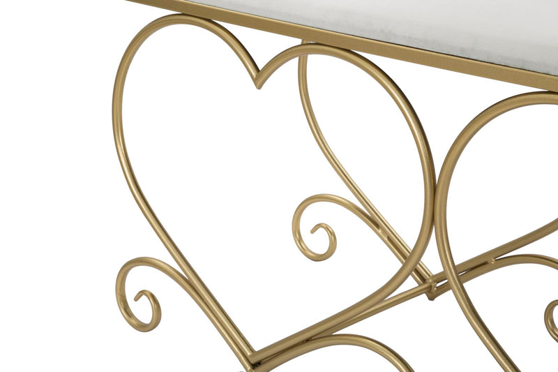 Bancheta Mauro Ferretti Heart Crema  105X37,5X51,5 cm, Auriu/Crem