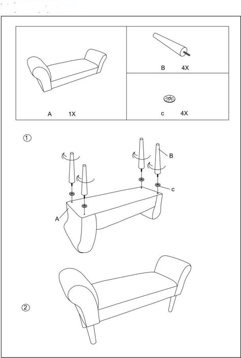 Bancheta Mauro Ferretti Velvet Crema  102X31X51  cm, Crem/Negru