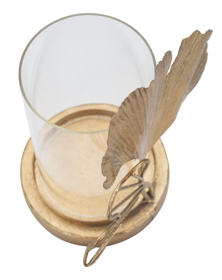 Suport Lumanare Mauro Ferretti Leaf  17X12X21  cm, Auriu