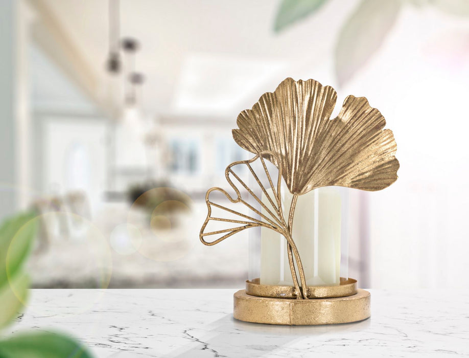 Suport Lumanare Mauro Ferretti Leaf  17X12X21  cm, Auriu