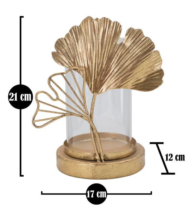 Suport Lumanare Mauro Ferretti Leaf  17X12X21  cm, Auriu