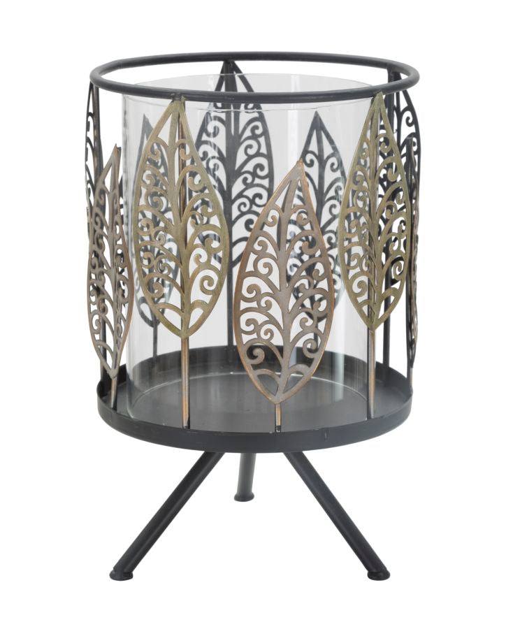 Suport Lumanare Mauro Ferretti Iron  Ø 15X24  cm, Negru/ Auriu