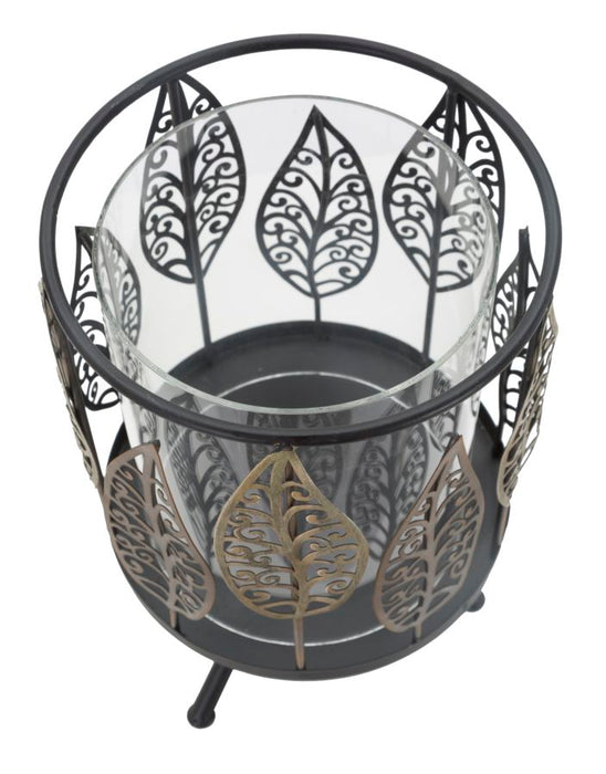 Suport Lumanare Mauro Ferretti Iron  Ø 15X24  cm, Negru/ Auriu