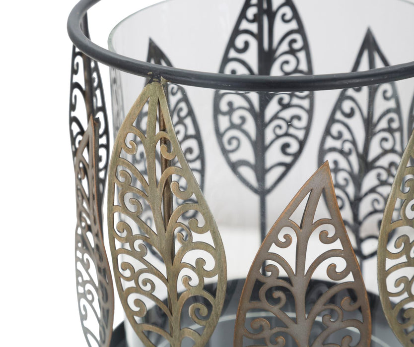 Suport Lumanare Mauro Ferretti Iron  Ø 15X24  cm, Negru/ Auriu