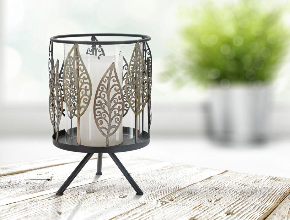 Suport Lumanare Mauro Ferretti Iron  Ø 15X24  cm, Negru/ Auriu