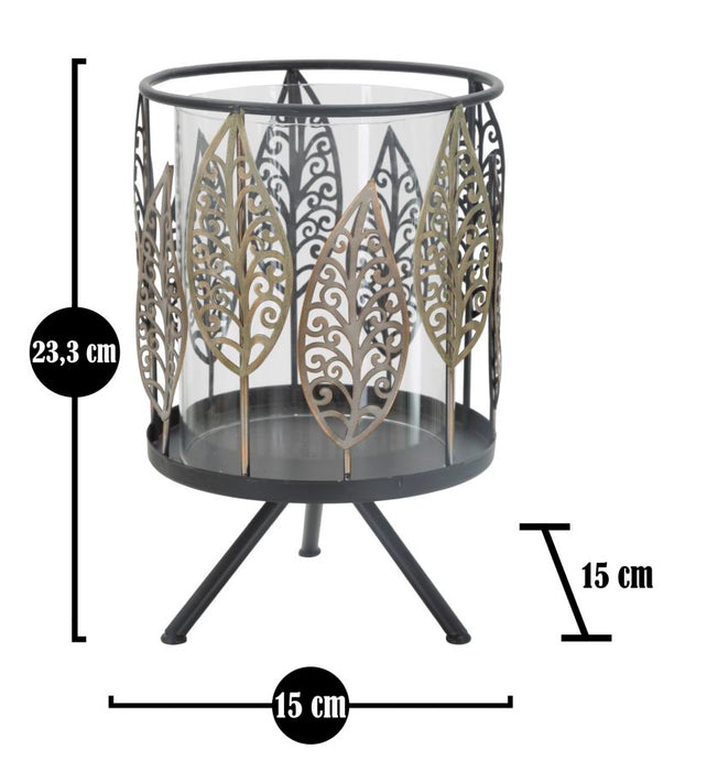 Suport Lumanare Mauro Ferretti Iron  Ø 15X24  cm, Negru/ Auriu