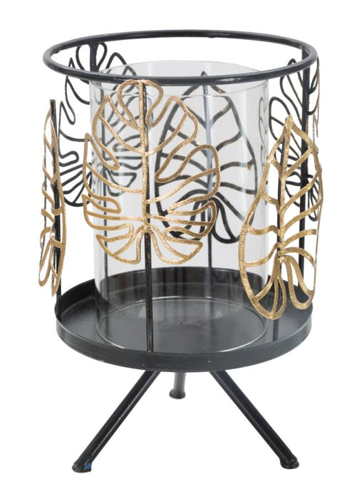 Suport Lumanare Mauro Ferretti Gold   Ø 15X23,3  cm, Negru/ Auriu