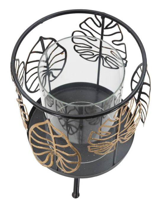 Suport Lumanare Mauro Ferretti Gold   Ø 15X23,3  cm, Negru/ Auriu