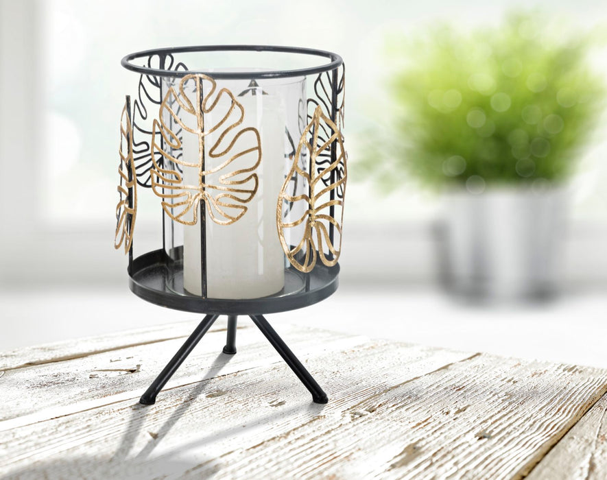 Suport Lumanare Mauro Ferretti Gold   Ø 15X23,3  cm, Negru/ Auriu