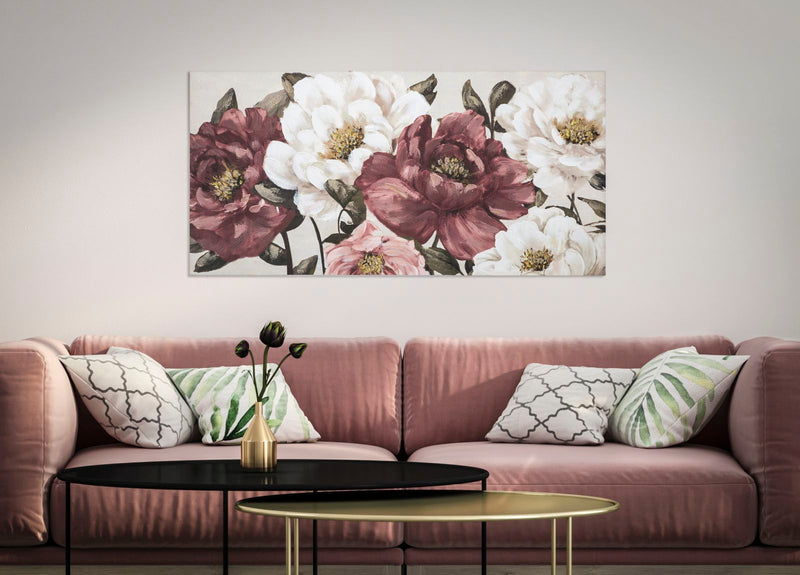 Tablou decorativ Pictat Manual Mauro Ferretti Nred Flowy A, 120X3,7X60 cm, Multicolor