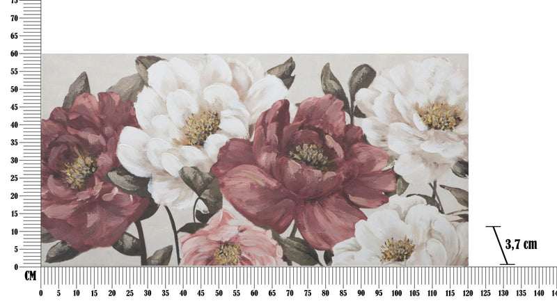Tablou decorativ Pictat Manual Mauro Ferretti Nred Flowy A, 120X3,7X60 cm, Multicolor