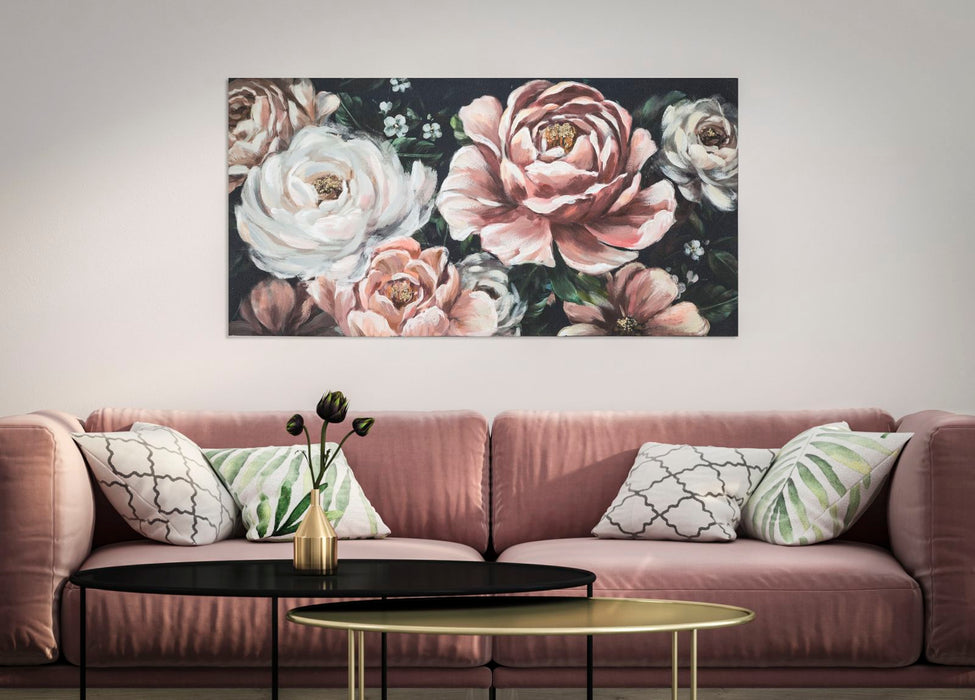 Tablou decorativ Pictat Manual Mauro Ferretti Red Flowy B, 120X3,7X60 cm, Multicolor