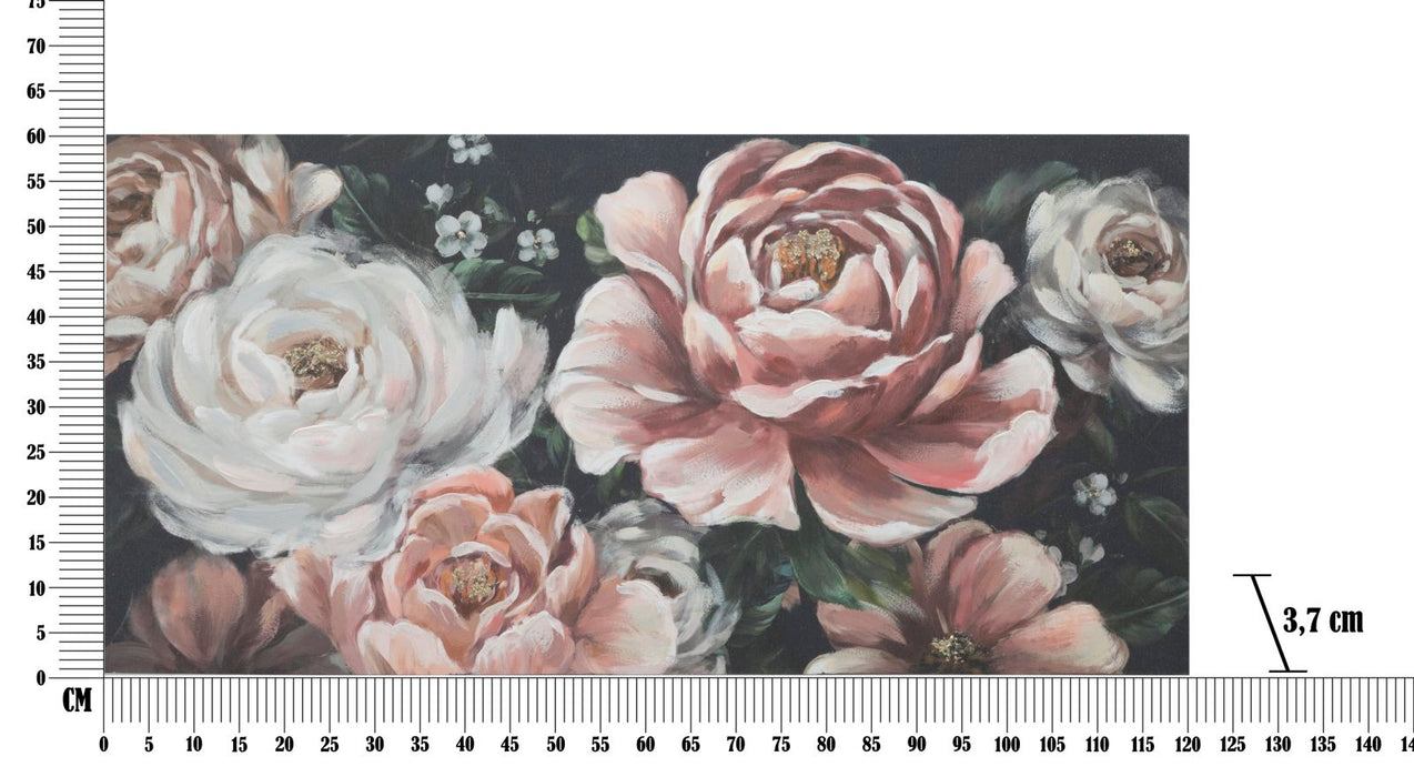 Tablou decorativ Pictat Manual Mauro Ferretti Red Flowy B, 120X3,7X60 cm, Multicolor