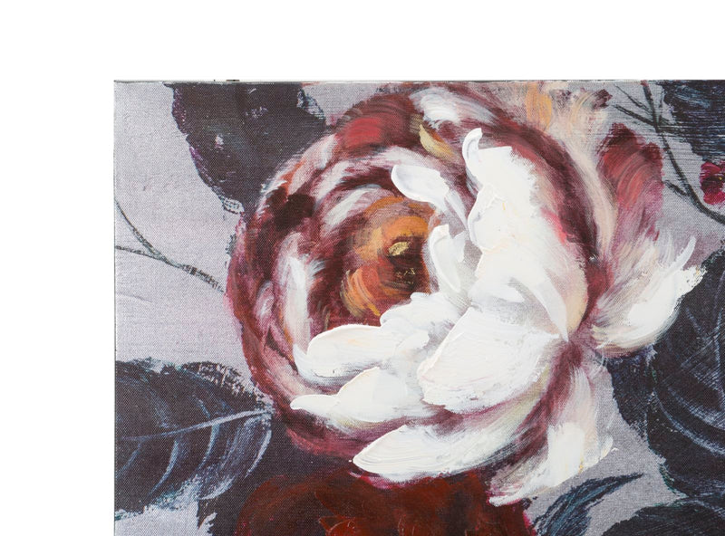 Tablou decorativ Pictat Manual Mauro Ferretti White/Red Flower Darkback, 120X3,7X60 cm, Multicolor