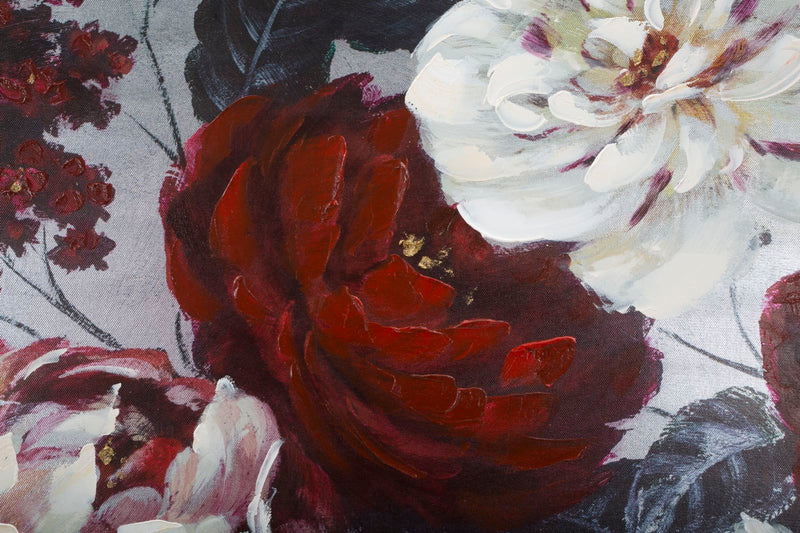 Tablou decorativ Pictat Manual Mauro Ferretti White/Red Flower Darkback, 120X3,7X60 cm, Multicolor