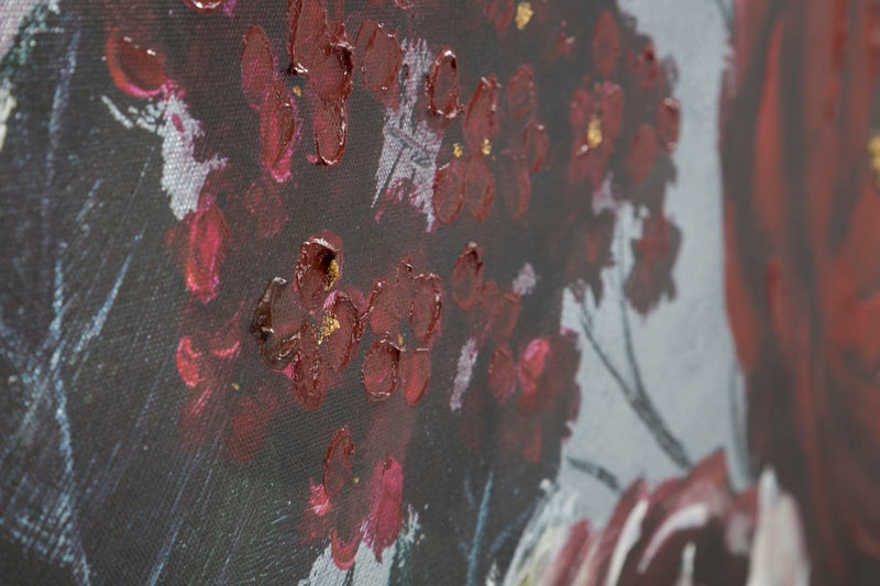 Tablou decorativ Pictat Manual Mauro Ferretti White/Red Flower Darkback, 120X3,7X60 cm, Multicolor