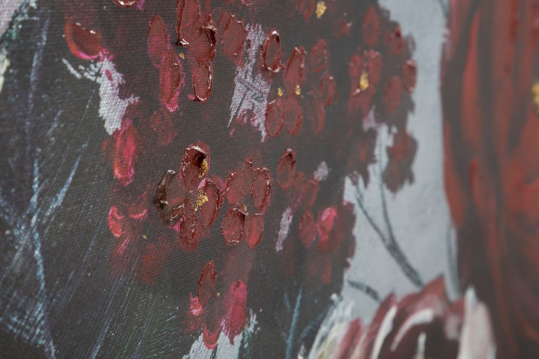 Tablou decorativ Pictat Manual Mauro Ferretti White/Red Flower Darkback, 120X3,7X60 cm, Multicolor
