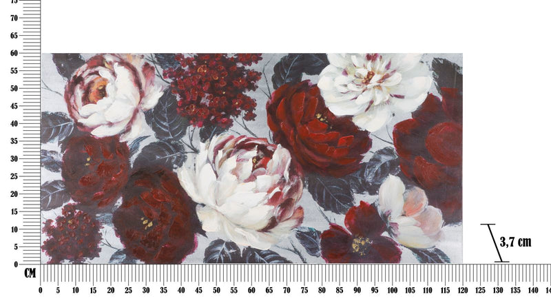 Tablou decorativ Pictat Manual Mauro Ferretti White/Red Flower Darkback, 120X3,7X60 cm, Multicolor