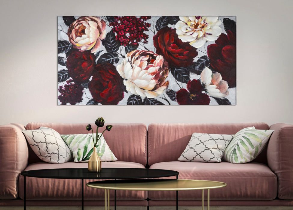 Tablou decorativ Pictat Manual Mauro Ferretti White/Red Flower Lightback,
150X3,8X76 cm, Multicolor
