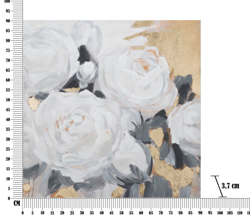 Tablou decorativ Pictat Manual Mauro Ferretti White Flower A, 90X3,7X90 cm, Multicolor